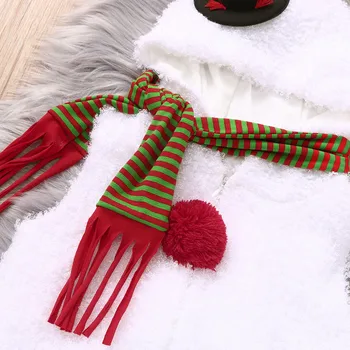 De Crăciun, Om De Zăpadă Nou-Născuți Haine Băiat Copil Desene Animate Fleece Cu Gluga Bodysuit Eșarfă Seturi Copilul De Crăciun Costum Salopeta Acasă Pijamale