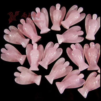 5pcs/lot de Moda Frumoase Roz de Cristal Rose Piatră de Cuarț Înger Farmece Statui Sculptate Figurine Înger Cu Aripa Pandantiv Pandantive