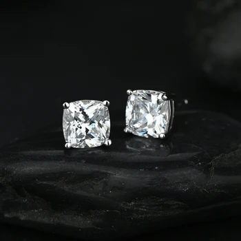 OEVAS 925 7*7mm Spumante de Înaltă Carbon Nunta de Diamant Cercei Stud Pentru Femei Petrecerea de Logodna Bijuterii Fine Cadouri