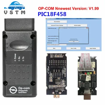 Un+ de calitate OPCOM V1.99 PIC18f45 1.70 1.78 V1.95 firmware OP-COM Op-el de Diagnostic-instrument OP COM cu real PIC18F458 FTDI OPCOM 1.99