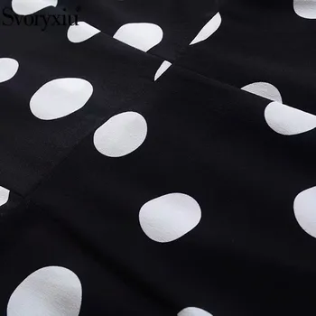 Svoryxiu Pista Personalizate Vara Plus Dimensiunea Rochie de Mătase de Moda pentru Femei Maneca Scurta Guler Peter Pan Dot Print Rochii Midi