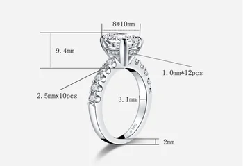 8*10mm S925 Bijuterii Fine din argint inel de Laborator-a creat diamant Carate 4Cs propunere nunta de vis