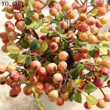 YO CHO 3pcs Plante Artificiale Real Atingere Vie de Fructe False Mini Apple Berry Buchet de flori Pentru Grădină Acasă Decor de Birou Decor de Crăciun