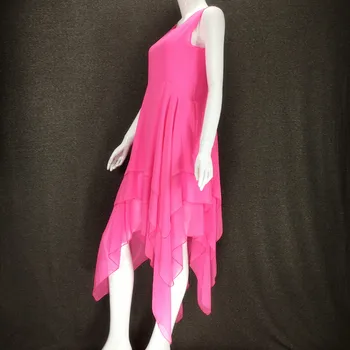 2020 Primavara-Vara femei Bohemia Asimetrice rochie de șifon,zână rochie scurtă în cascadă zburli rochie de partid S-5XL 6XL lavanda roz