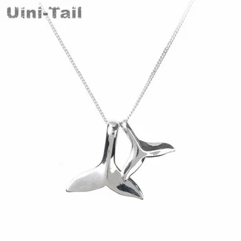 Uini-Coada hot nou argint 925 dublu delfin coadă de pește colier feminin temperament moda dinamic pandantiv clavicula lanț