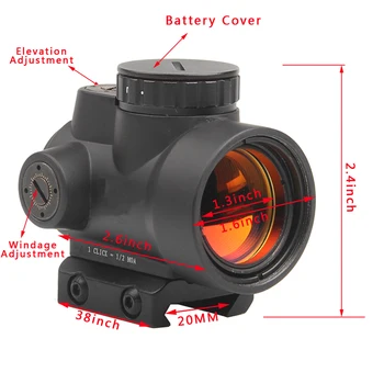 MRO Stil 1x Red Dot Sight 8 setări de Luminozitate Domeniul Holografic Vedere Airsoft Tactic de Vânătoare Riflescope Muntele 20MM 5-0036