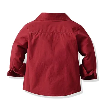 Baieti Tricouri pentru Copii cu Maneci Lungi Formale Cămașă Roșie Domn Topuri Cu Papion Copil Bluza