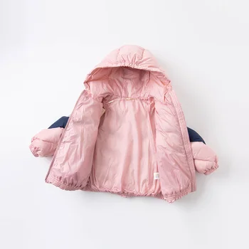 DBM16056 dave bella iarna pentru copii fete de moda mozaic cu gluga jos haina copii de 90% alb rață jos căptușit jacheta copii