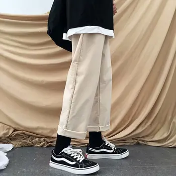 Pantaloni Barbati-coreean Streetwear Mare de Moda de Agrement Solide în Vrac se Potrivesc Mens Glezna-lungime, Masculii Vânzare Fierbinte pantaloni de Trening Hip Hop Chic