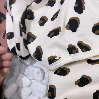 2019 Primavara Toamna fete de moda leopard de imprimare seturi de haine din bumbac cu maneca lunga, hanorac+ pantaloni casual 2 buc se potriveste
