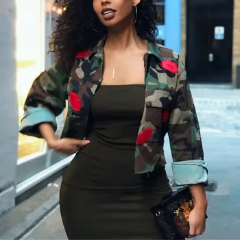Moda Femei Camo Jacheta Doamnelor Militar Armata Sacou Scurt Sacouri Casual Elegant Slim Fit Toamna Anului 2020 Noi Topuri