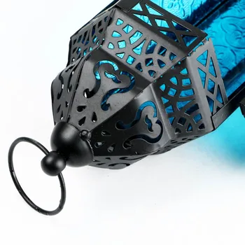 ZKNOC marocan felinare de Sticlă Metal Incanta Grădină Suport Lumanare Masă/Felinar Agățat atât pentru interior și exterior albastru/ c