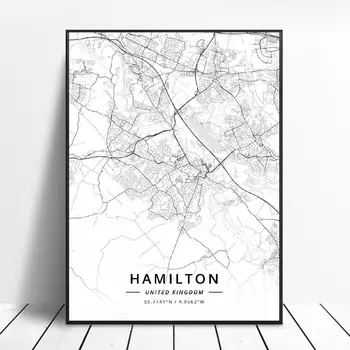 Alconbury Cambridge Hamilton Peterborough Portsmouth Preston, Regatul Unit Hărții Arta Poster