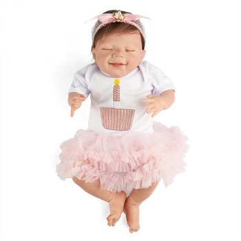 RSG Renăscut Baby Doll 20 De Centimetri Realiste Nou-născut Doarme Zâmbet de Copil Fata de Vinil Renăscut Baby Doll Cadou Jucărie pentru Copii