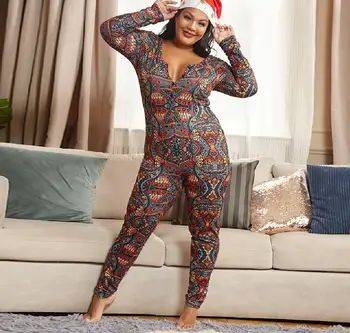 Pijamale crăciun Onsies Pentru Femei 2020Sexy Slim cu Maneca Lunga, Pantaloni Una Bucata Set de Pijamale Pijamale Salopeta Salopetă