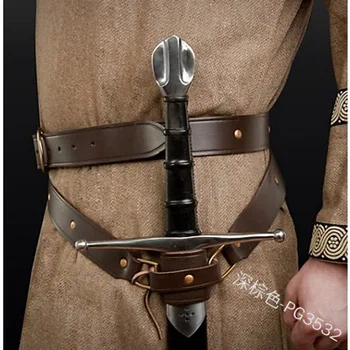 Renașterii medievale Sabia Titularul PU Curea Talie Teaca Bărbați Adulți Larp Războinic Pirat Viking Cavaler Cosplay din Piele Curea Cataramă
