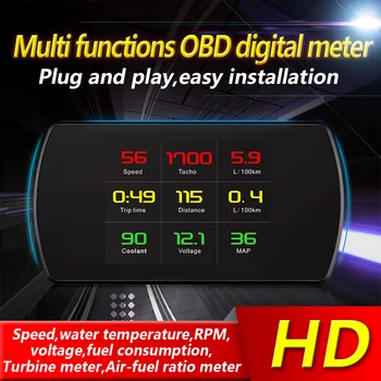 P12 Masina Head Up Display OBD2 Digital OBD Gauge HUD Instrumente de Diagnosticare Auto Metru Digital TFT Display HD de Conducere calcula