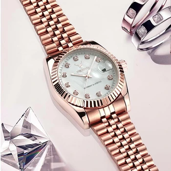 Faimosul Brand de Moda din Oțel trupa de Metal de AUR a CRESCUT brățară Brățară ceas pentru Bărbați și Femei Reinstone Cristal Cadou Rochie Ceasuri