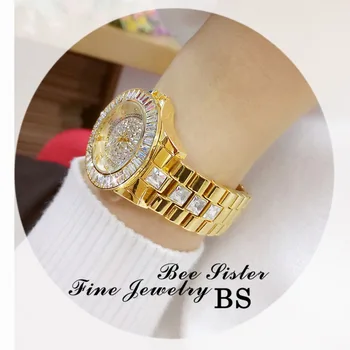 Femei De Lux Ceasuri Din Oțel Inoxidabil Cu Diamante De Aur Cuarț Ceas De Mână De Moda De Top Brățară Ceas De Mână Damski Zegarek
