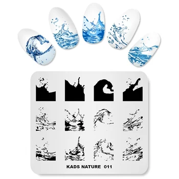 KADS Natura 011 Supratipar Unghiilor Stamping Placa de Valuri de Apă de Mare de Modele Stratificat Ștampila Model Nail Art Manichiura Placa de Instrumente de Unghii
