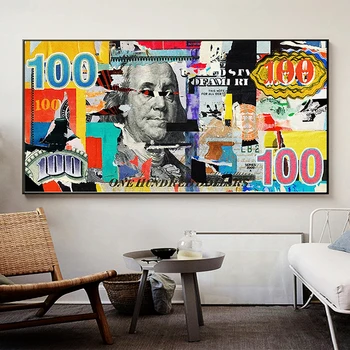 Arta De Perete Imagine De Imprimare Bancnota De 100 De Dolari Pop Art De Lege Panza Pictura Pentru Camera De Zi Decor Acasă Nici Un Cadru