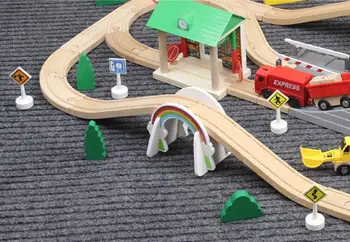 Noul Curcubeu Alb Pod de Cale S Șinele de cale Ferată de Tren Accesorii Piese din Lemn DIY Slot Cadou de Crăciun pentru Copii EDWONE