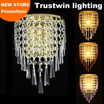 Palat European clasic de perete de lumină lampă cu LED-uri opționale de lux decorativa cu sticla de aur perete de cristal corp de iluminat montaj