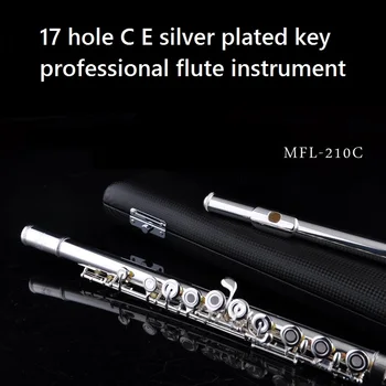 Transport gratuit C flaut profesională 17 gauri profesionale C flaut,deschide-gaură Și a Închis-gaura E cheie de argint placat cu C ton acoperi caz