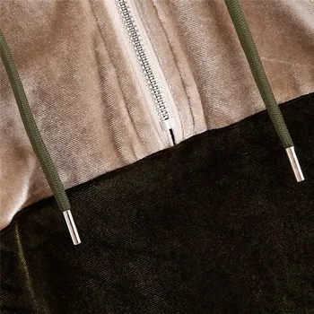 Femei Din Două Piese Set 2019 Primavara Toamna Joggeri Hanorace Set Elegant Doamnelor Pantaloni Cu Dungi Set Mozaic Jachetă Oversize Set