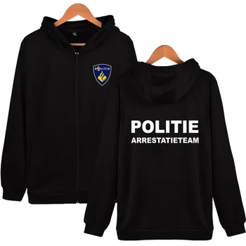 Noi Olandez Olanda Poliție Politie Speciale Swat Unitate De Forță Cu Fermoar Hanorac Cu Glugă Fashon Fleece Hanorac Brand Jacheta Haine