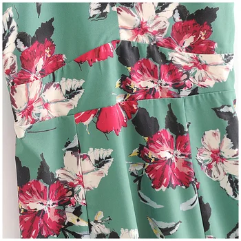 Lanbaiyijia mai Noi femei V-neck imprimare florale rochie a-Line cu maneci scurte Talie Mare brand de Moda de la Jumătatea Vițel vara rochii femei