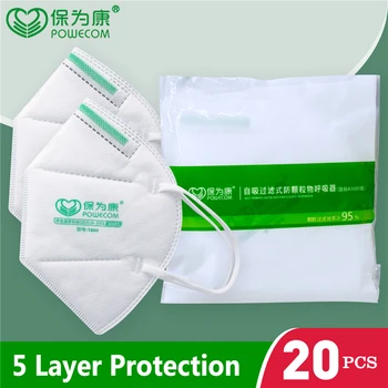 POWECOM FFP2 Certificate Gura Masca Reutilizabile KN95 Masca de 95% de Filtrare Mască de Protecție Respirabil Gura Acoperi aparat de Respirat