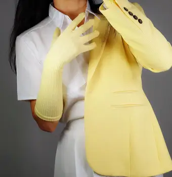 Femei toamna iarna lână tricotate elastic mănuși doamnei culoare galben de performanță dans timp cald de conducere mănușă 40cm R2779
