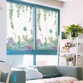 Louyun static de film fereastră cărnoase planta verde model de decorare camera de zi dormitor sticlă autocolant decor acasă BLT3042