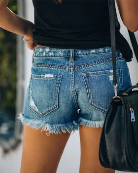 2020 Vara din Denim Scurt, Blugi Femei Sexy Mijlocul Talie Gaură pantaloni Scurți de Moda Casual Slim Plus Dimensiune Denim pantaloni Scurți femei super sexi