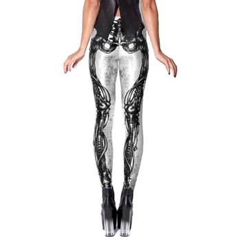 3D Digital Jambiere Halloween Picior Negru Oase Scheletul Hot Femei de Epocă Plus Dimensiune Pantaloni Slim Tipărite Leggins