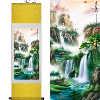 Arta tradițională Chineză pictura mătase scroll artă peisaj pictura peisaj pictura pentru camera de zi officePrinted pictura