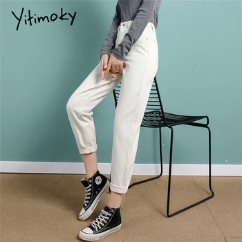 Yitimoky Negru, Blugi Cu Talia Inalta Femei 2021 Primăvară, Mama A Rupt Albastru Alb Vintage Moda Streetwear Haine Denim Pantaloni Harem