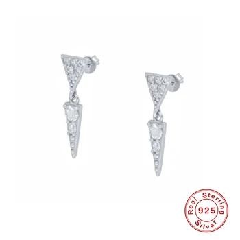ROXI Elegant Geometria Triunghiului Cristale Cercei Stud pentru Femei Fete Nunta Cercei Piercing Argint 925 Pendientes