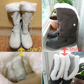 BONJOMARISA Plus Dimensiune 34-46 Femei la Jumătatea Vițel Cizme groase de Iarna Pantofi Blană Femeie Centura Cataramă tv cu Platforma Cizme de Zăpadă