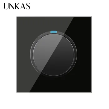 UNKAS 1 Banda 1 Mod Aleatoriu Click On / Off Lumina de Perete Comutator Cu Indicator LED Cavalerul Negru Cristal Geam Panou