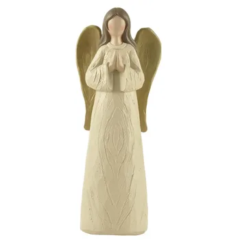 VÂNZARE FIERBINTE Lemn Texturat Rășină Pic Îngerii se Roagă Înger cu Aripi de Înger Zână Figurina Interior Statuie Decor Acasă