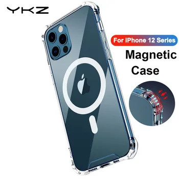 YKZ Magsafing Caz Pentru iPhone 12 Încărcător wireless Caz de Protecție Pentru iPhone 12 Pro Max Mini Încărcător fără Fir Transparent Subțire