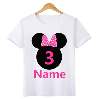 Baieti/Fete Numere de Ziua de naștere Arcul de Desene animate de Imprimare Tricou Copii Topuri Scurte pentru Copii de Design, Numele Dumneavoastră și numărul de Drăguț T-Shirt,ooo3055