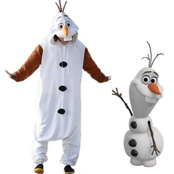 Anime Costum om de zăpadă Olaf Pijamale Flanel Cosplay costum Alb Adult copii Onesie Pijamale Rochie de Petrecere