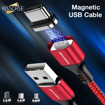 KISSCASE 3A Magnetic Cablu USB de Tip C Pentru Samsung S20 A51 A71 Magnet Micro USB de Încărcare Rapidă Sârmă de Date Cabo Pentru Xiaomi 10 Huawei
