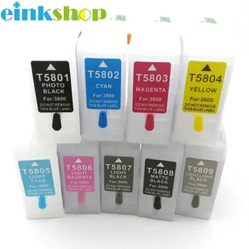 Einkshop 9pcs 9 culori Gol Pentru epson T5801 Refillable Cartuș de Cerneală pentru epson Stylus pro 3800 Printer T5801 - T5809