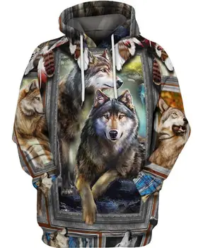 Trib nativ Wolf 3D Hanorace/jachete Tee Bărbați Femei de Moda Noua cu Gluga de iarna cu Maneca Lunga streetwear Pulover Stil-aj1