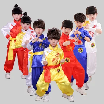 Copiii Tradițională Chineză Wushu Îmbrăcăminte pentru Copii, Arte Martiale Uniformă Kung Fu Costum Fete Baieti Performanță Etapă Set de Costum
