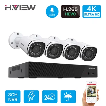 H. Vizualizare 4K Ultra HD Camera Poe IP Set 8CH CCTV Camere de Securitate de Sistem 8MP H. 265 NVR Audio Înregistrare Video în aer liber KIT de Supraveghere